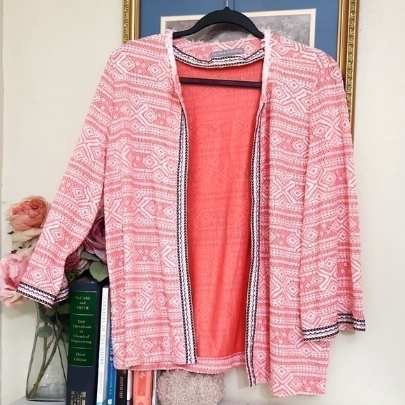 Elegant Aztec Print Blazer Cardigan XL Feminine Career Coastal Church Modest - Picture 1 of 13